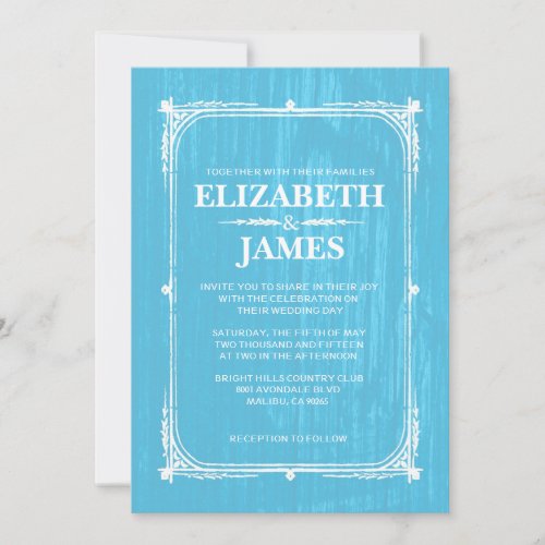 Blue Rustic Barn Wood Wedding Invitations
