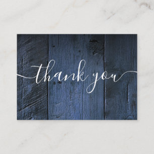 Blue Rustic Barn Wood Wedding Thank You Place Card