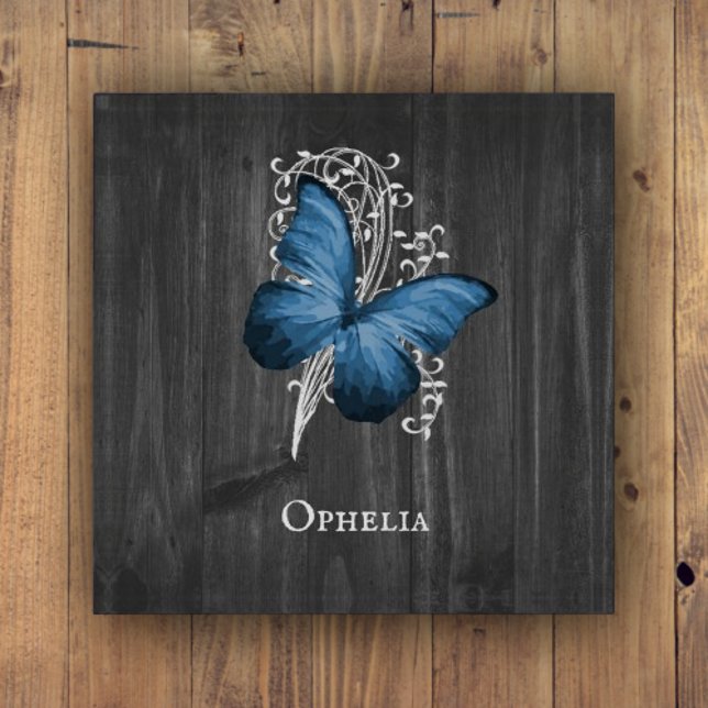 Blue Rustic Butterfly Personalized Paperweight (Blue Rustic Butterfly Personalized Paperweight)
