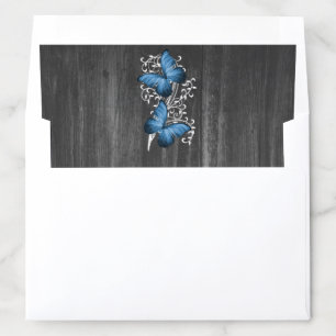 Blue Rustic Butterfly Wedding Envelope Liner
