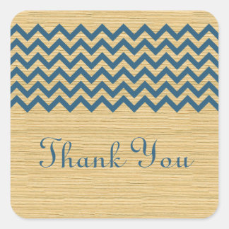 Blue Rustic Chevron Thank You Stickers