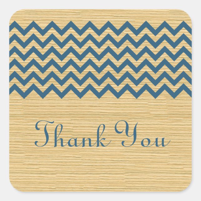 Blue Rustic Chevron Thank You Stickers (Front)