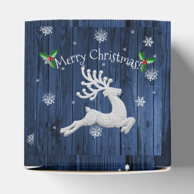 Blue Rustic Christmas Reindeer Favor Box (Top)