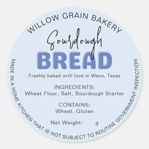 Blue Rustic Cottage Law Sourdough Bread Sticker