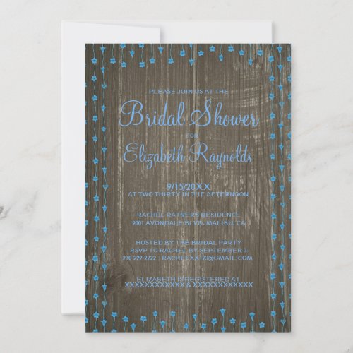 Blue Rustic Country Bridal Shower Invitations