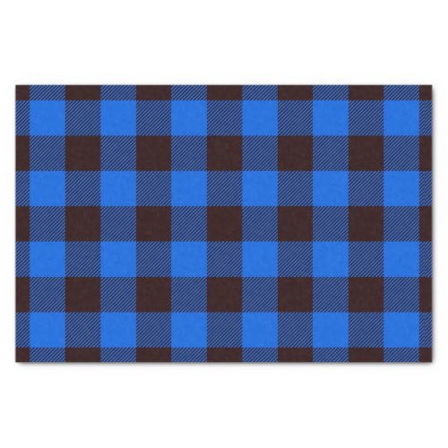 Blue Rustic Farmhouse Buffalo Checks Plaid Pattern Tissue Paper