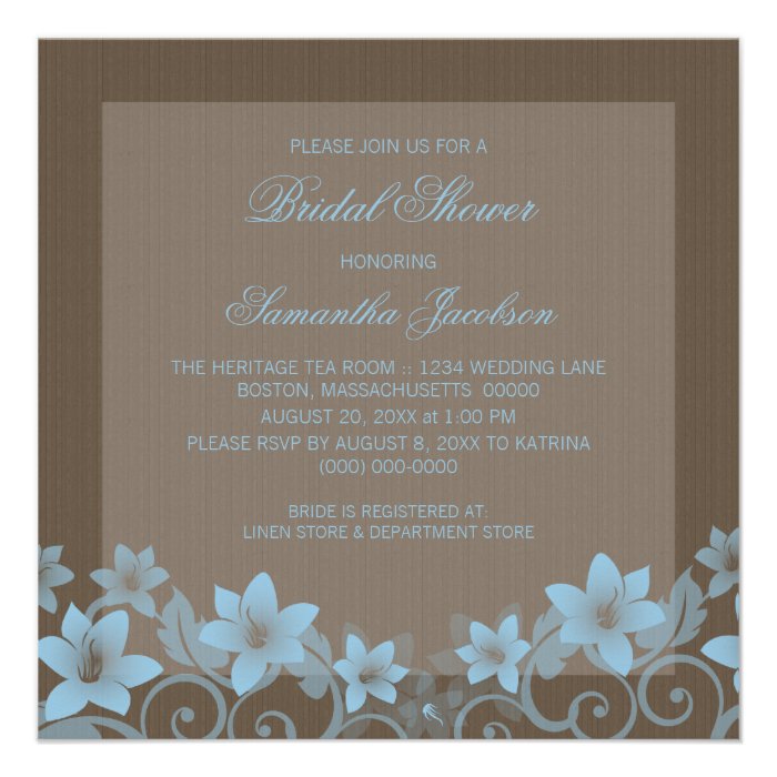 Blue Rustic Floral Bridal Shower Invite