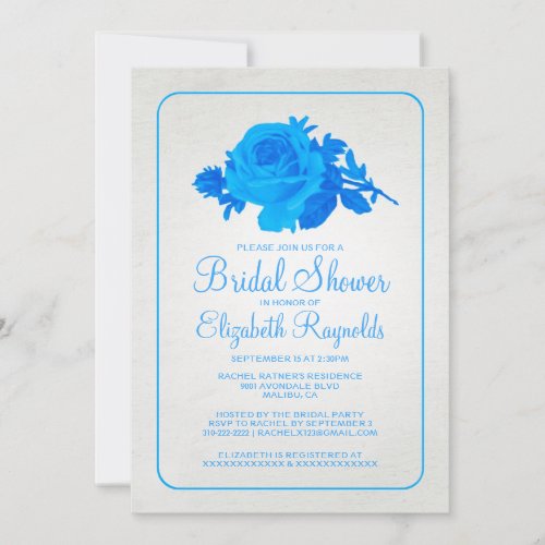 Blue Rustic Floral/Flower Bridal Shower Invitation