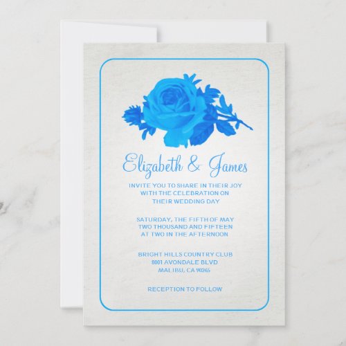 Blue Rustic Floral/Flower Wedding Invitations