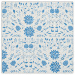 Blue Rustic Floral Pattern Fabric