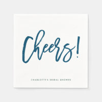 Blue Rustic Hand Lettering Cheers Bridal Shower
