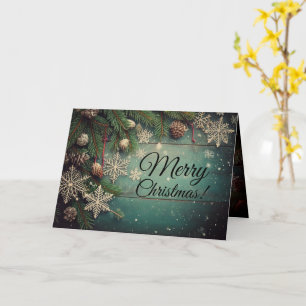 Blue Rustic Holiday Greeting Card