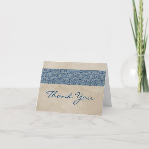 Blue Rustic Lace Thank You Card