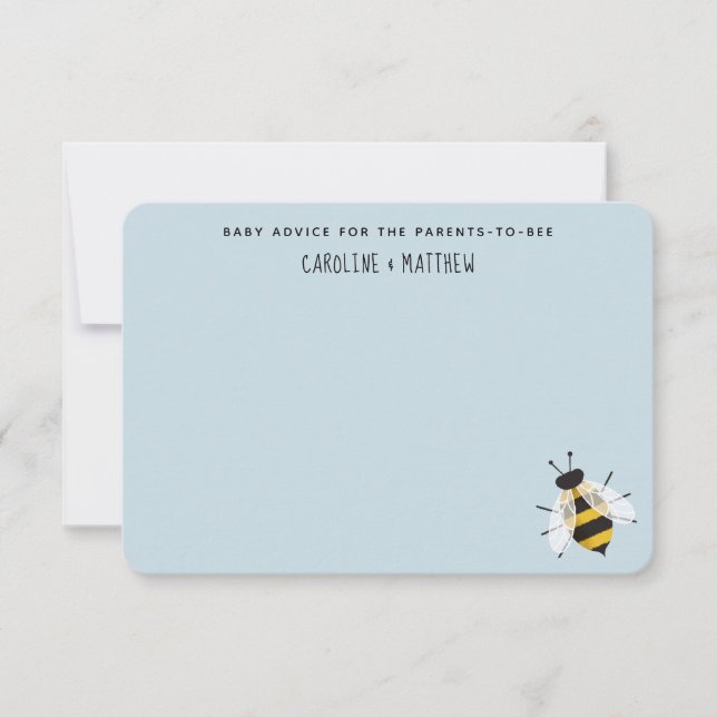 Blue Rustic Mama to Bee Baby Shower Advice Card (Front)