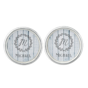 Blue Rustic Monogram Cuff Links