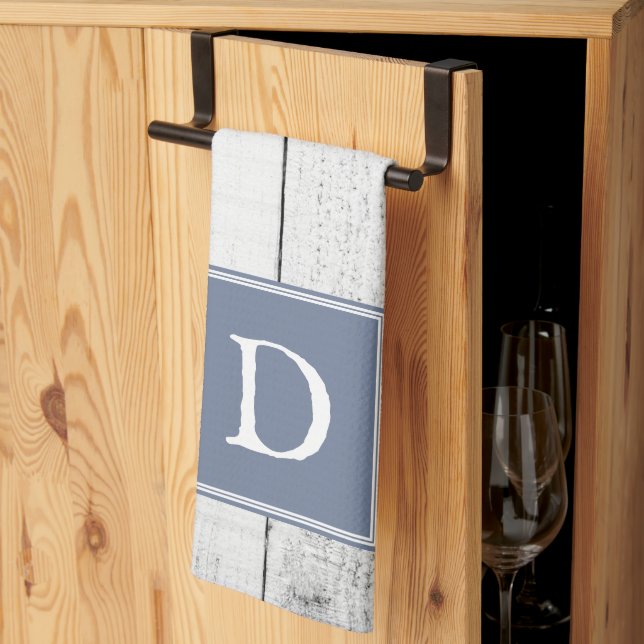 Blue Rustic Monogram Towel (Thirds Fold)