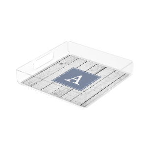 Blue Rustic Monogram Vanity Tray