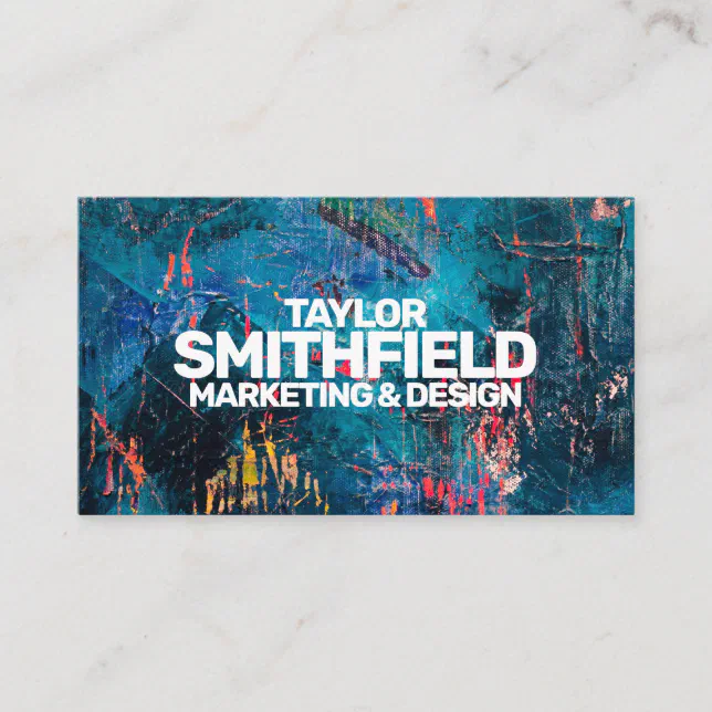 Blue Rustic Paint Splatter Business Card Zazzle