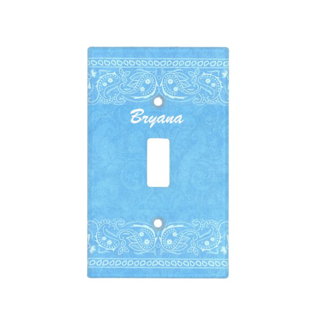 Blue Rustic Paisley Country Western Light Switch Cover (Front)