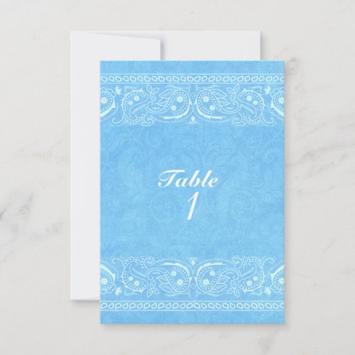 Blue Rustic Paisley Country Western Table Number