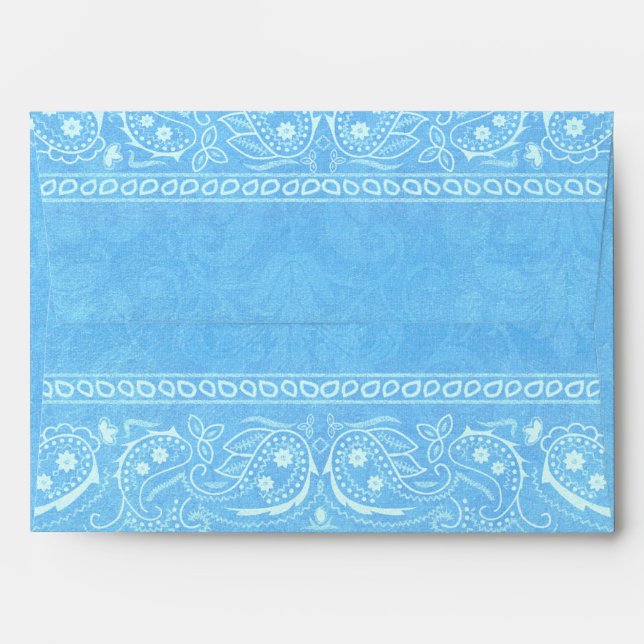 Blue Rustic Paisley Country Western Wedding Envelope (Back (Top Flap))
