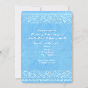 Blue Rustic Paisley Country Western Wedding Invitation