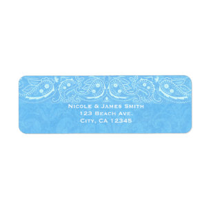 Blue Rustic Paisley Country Western Wedding Label