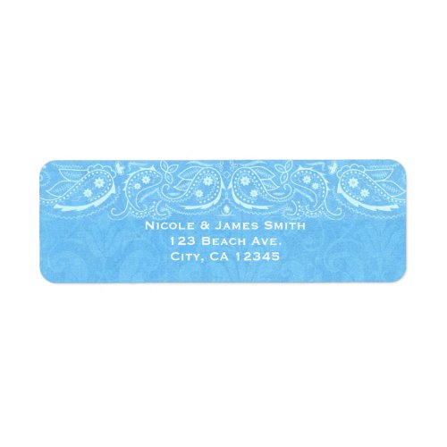 Blue Rustic Paisley Country Western Wedding Label