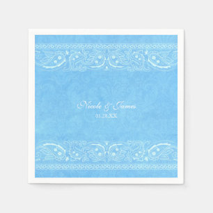 Blue Rustic Paisley Country Western Wedding Napkins