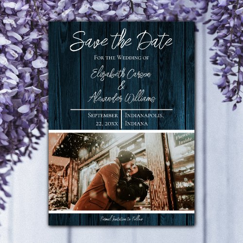 Blue Rustic Photo Save The Date