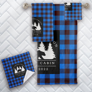 Williamsburg Plaid Hand Towel available in Black, Colonial Blue