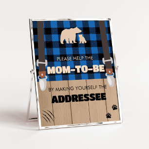 Blue Rustic Plaid Lumberjack Envelope Station Poster