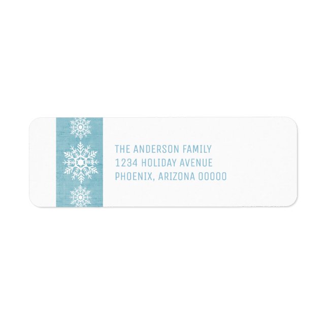 Blue Rustic Snowflake Holiday Label (Front)