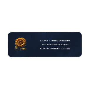 Blue Rustic Sunflower Bridal Shower Label