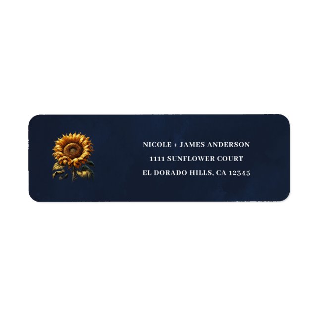 Blue Rustic Sunflower Bridal Shower Label (Front)