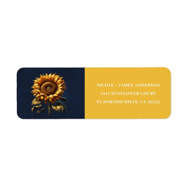 Blue Rustic Sunflower Bridal Shower Label (Front)
