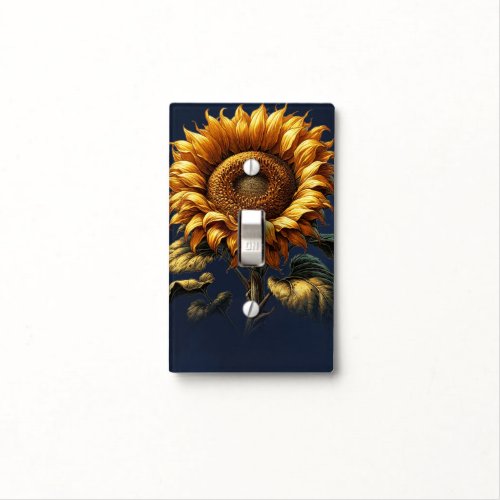 Blue Rustic Sunflower  Light Switch Cover