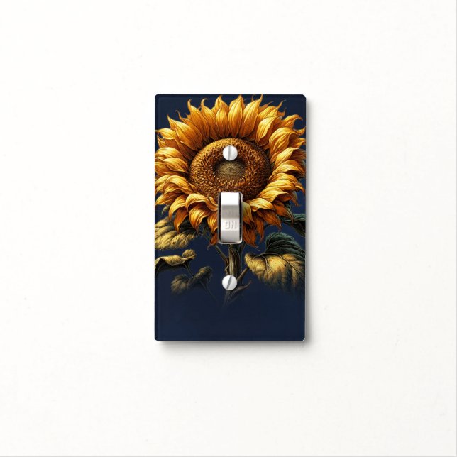 Blue Rustic Sunflower  Light Switch Cover (In Situ)