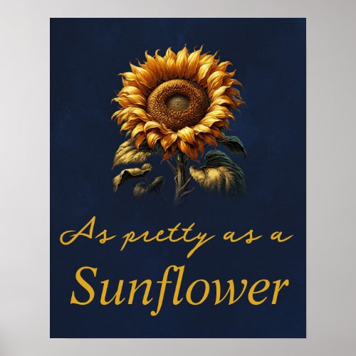 Blue Rustic Sunflower  Poster