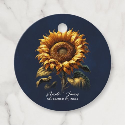 Blue Rustic Sunflower Wedding Bridal Shower  Favor Tags