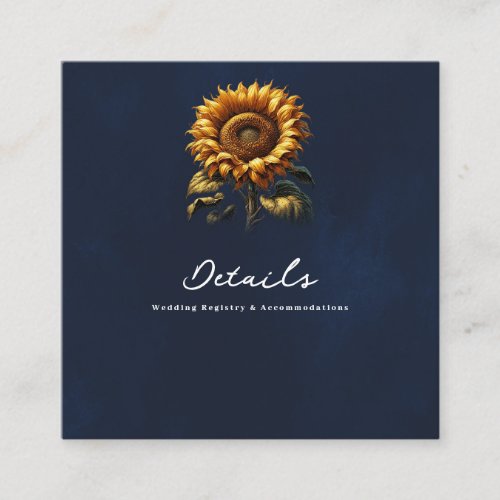 Blue Rustic Sunflower Wedding Details  Registry  Square Business Card