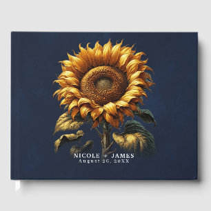 Blue Rustic Sunflower Wedding  Guest Book