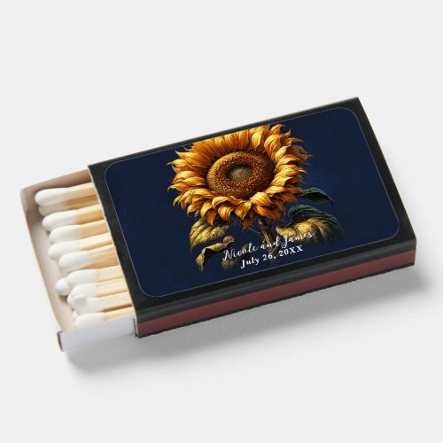 Blue Rustic Sunflower Wedding  Matchboxes