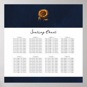 Blue Rustic Sunflower Wedding Seating Chart