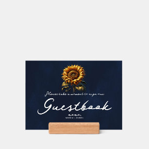 Blue Rustic Sunflower Wedding Sign Holder