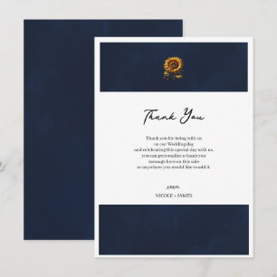 Blue Rustic Sunflower Wedding Thank You Invitation