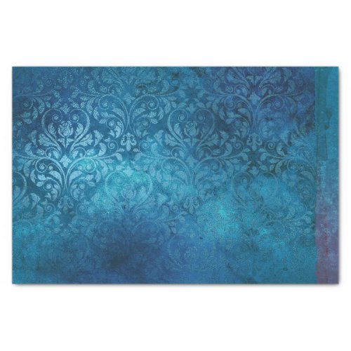 Blue Rustic Vintage Grunge Damask Distressed Tissue Paper