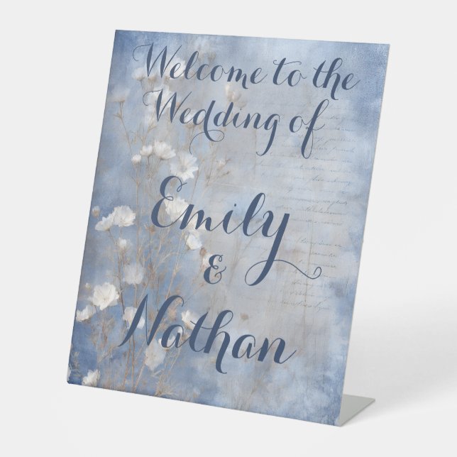 Blue rustic Welcome table sign (Front)