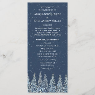 Blue Rustic Winter Forest Wedding Program