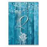 Blue Rustic Wood String Lights Mason Jar Elegant Table Number